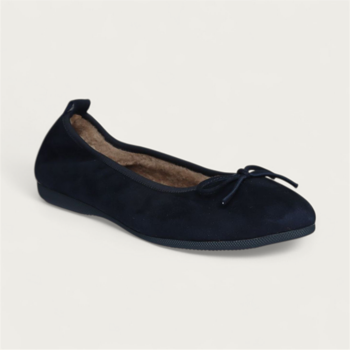 BASIC Winter Damen-Ballerinas aus Veloursleder in Dunkelblau mit Lammfell – C17-118 BASIC Winter Ballerinas