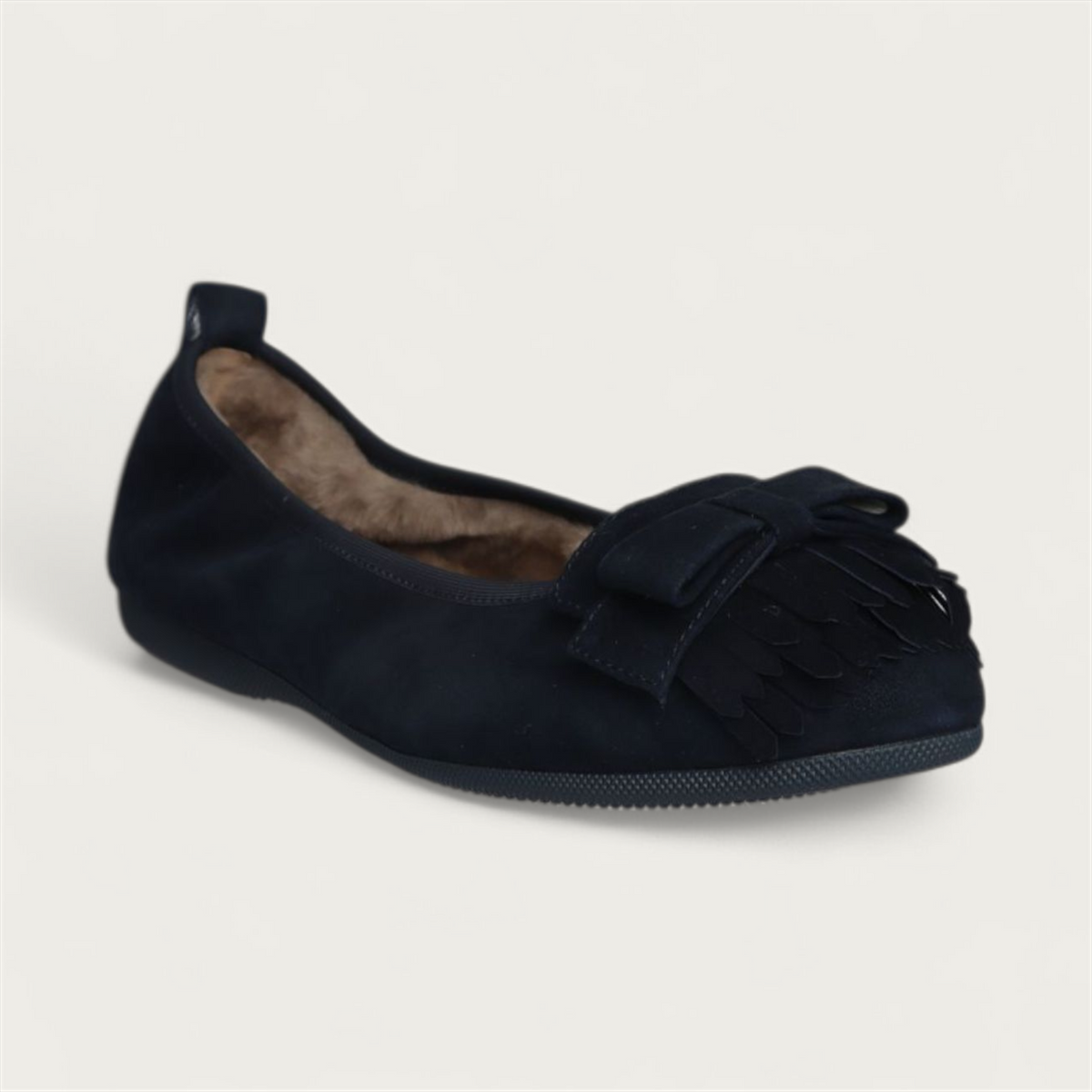 CAMBIO Winter women’s ballet flats in suede — Dark blue, lambskin lining – C17-118
