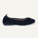 Ballerines BASIC Winter en cuir velours — Bleu foncé, doublure en peau d’agneau – C17-118