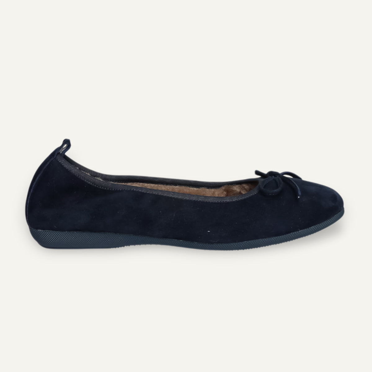 BASIC Winter Damen-Ballerinas aus Veloursleder in Dunkelblau mit Lammfell – C17-118 BASIC Winter Ballerinas