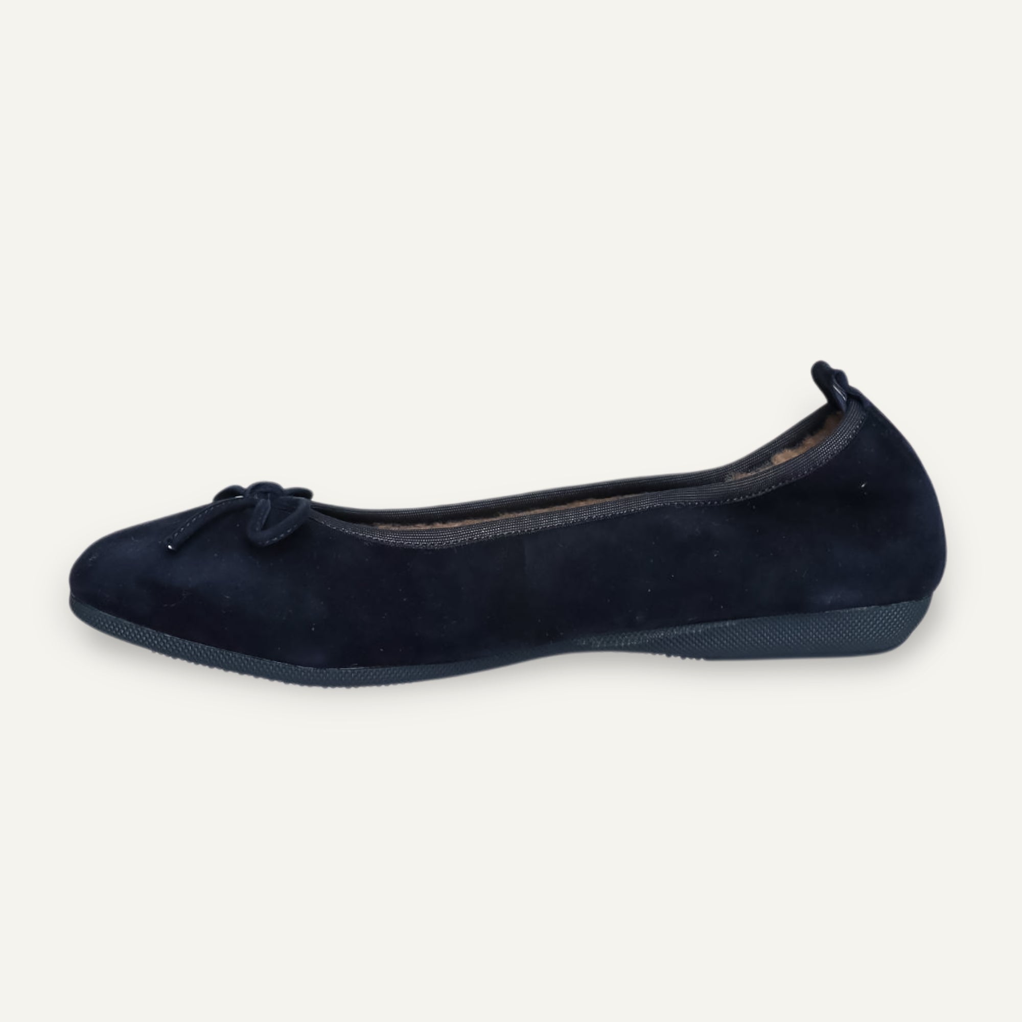 BASIC Winter Damen-Ballerinas aus Veloursleder in Dunkelblau mit Lammfell – C17-118 BASIC Winter Ballerinas