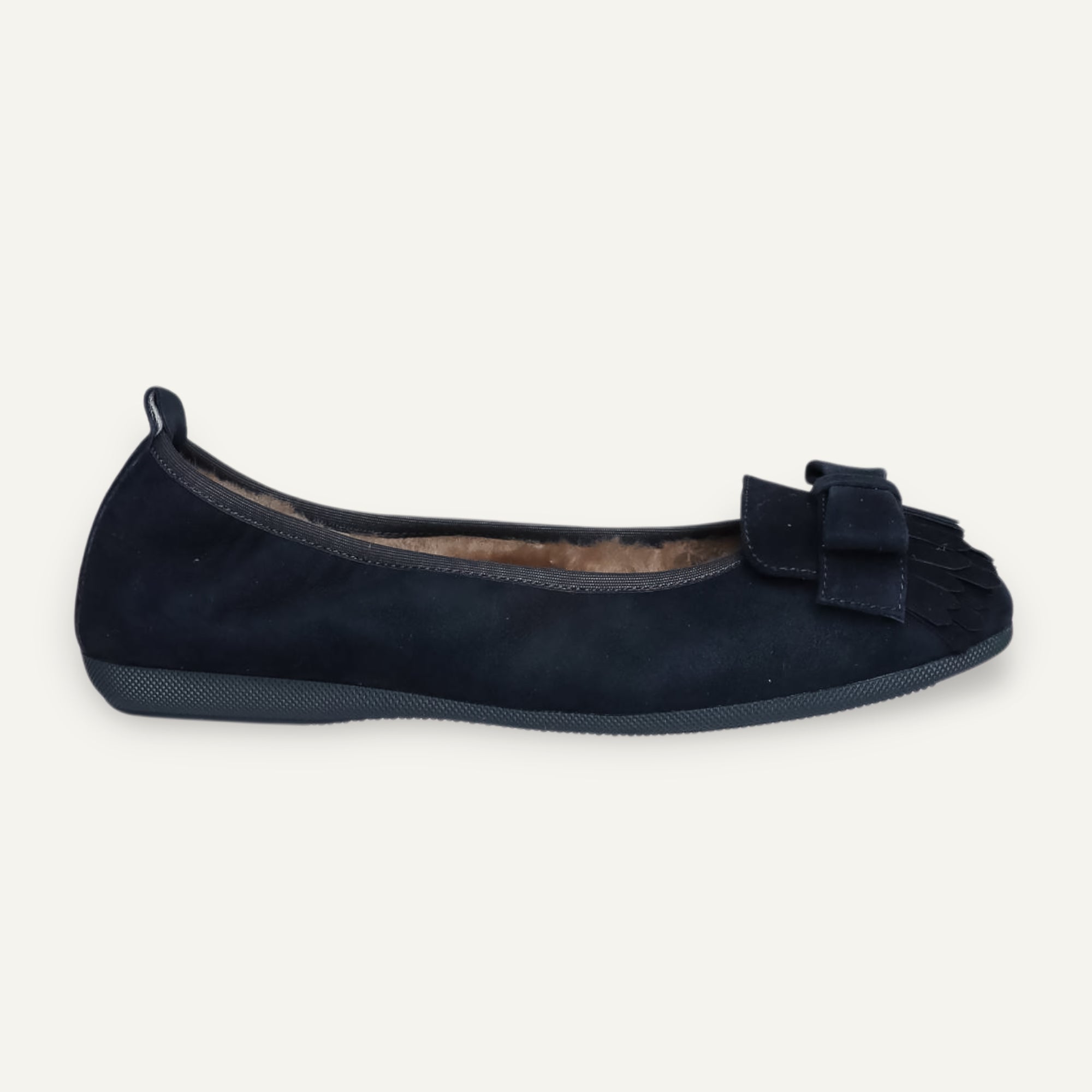 CAMBIO Winter women’s ballet flats in suede — Dark blue, lambskin lining – C17-118