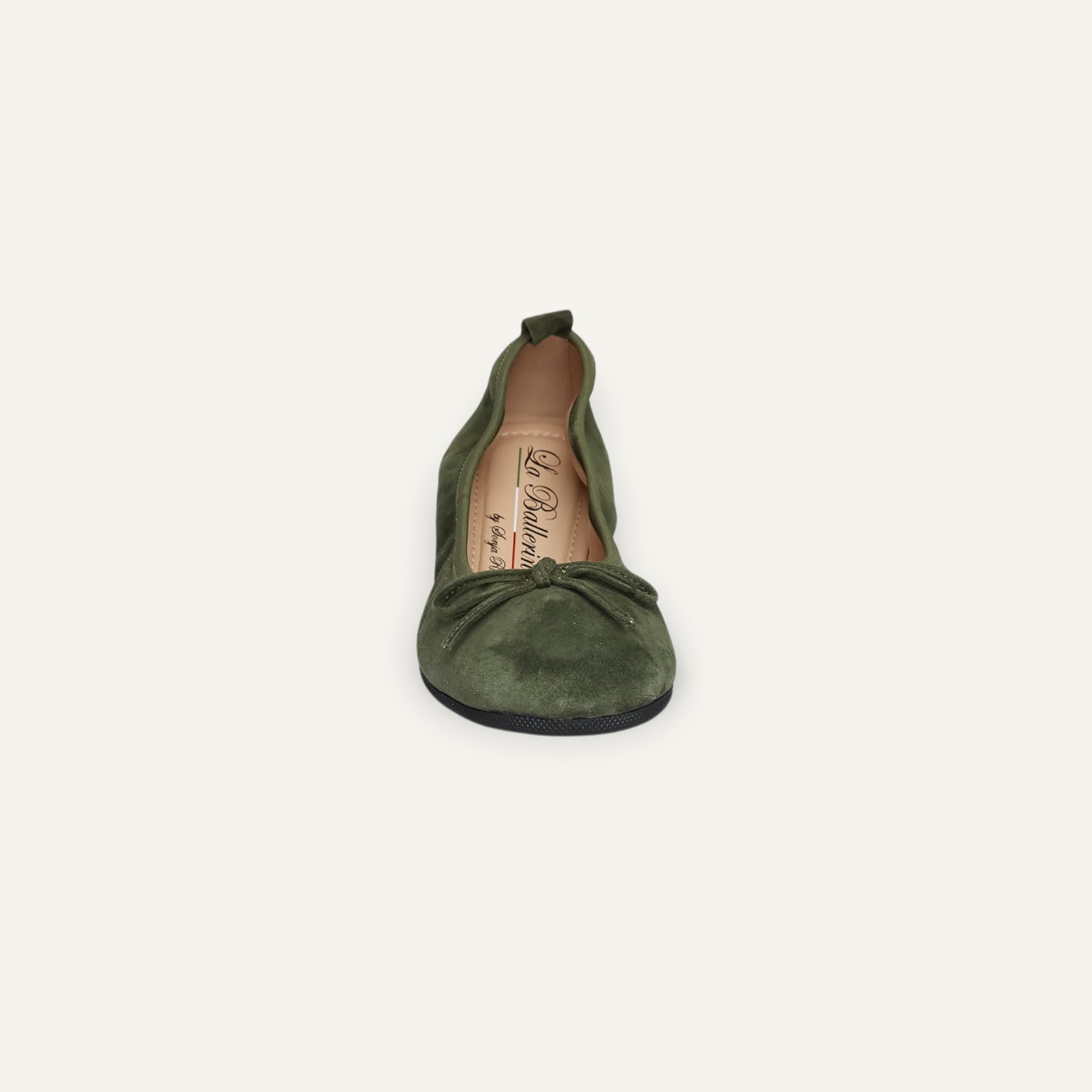 BASIC Damen-Ballerinas aus Veloursleder in Olivgrün – C22 BASIC Ballerinas
