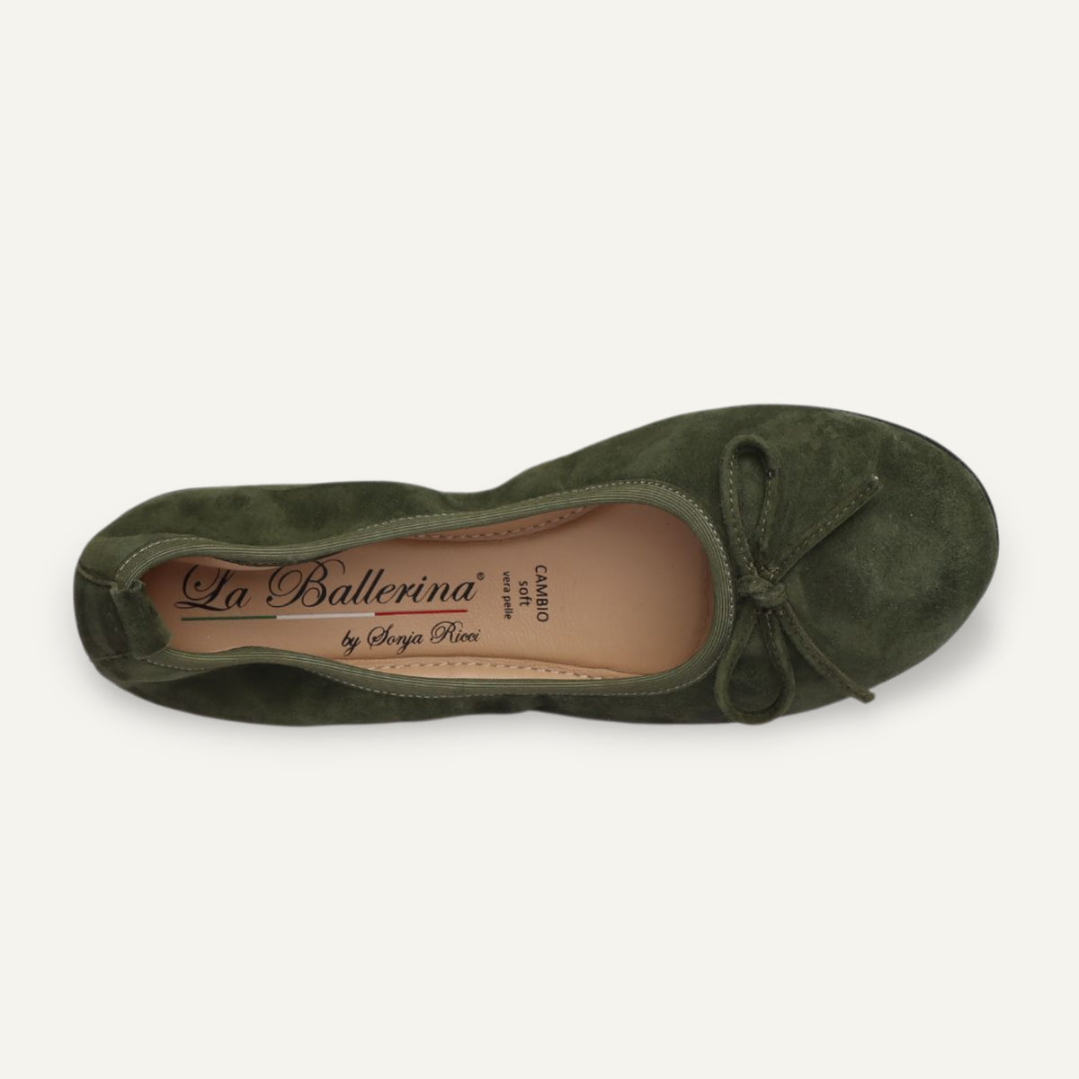 BASIC Damen-Ballerinas aus Veloursleder in Olivgrün – C22 BASIC Ballerinas