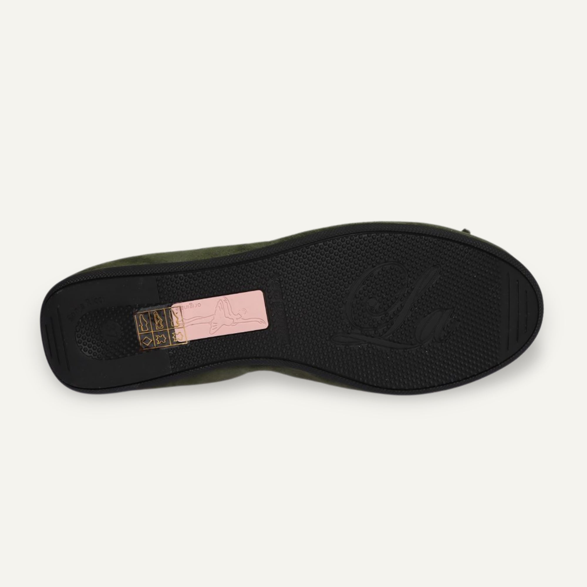 BASIC Damen-Ballerinas aus Veloursleder in Olivgrün – C22 BASIC Ballerinas