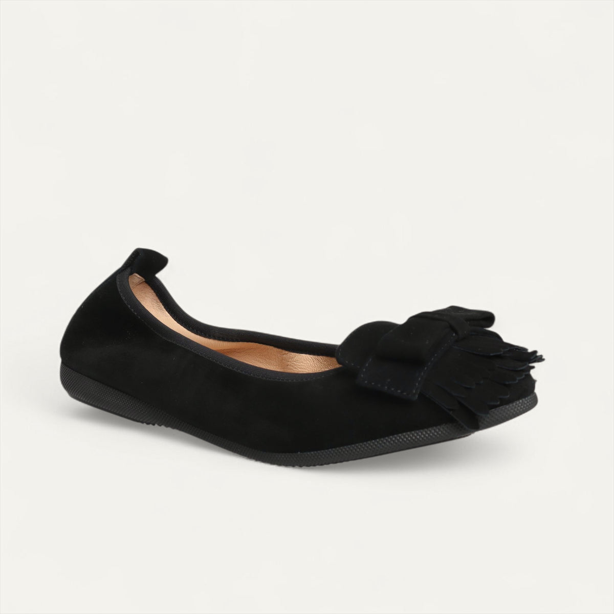 CAMBIO Damen-Ballerinas aus schwarzem Veloursleder mit breiter Ripsbandschleife CAMBIO Ballerinas