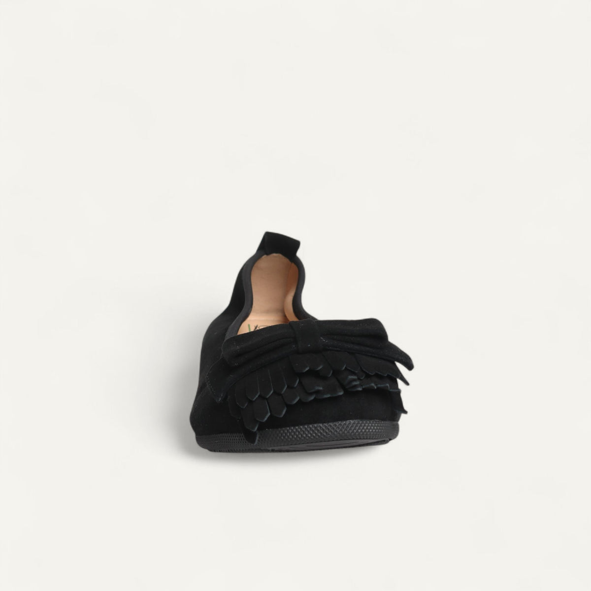 CAMBIO Damen-Ballerinas aus schwarzem Veloursleder mit breiter Ripsbandschleife CAMBIO Ballerinas