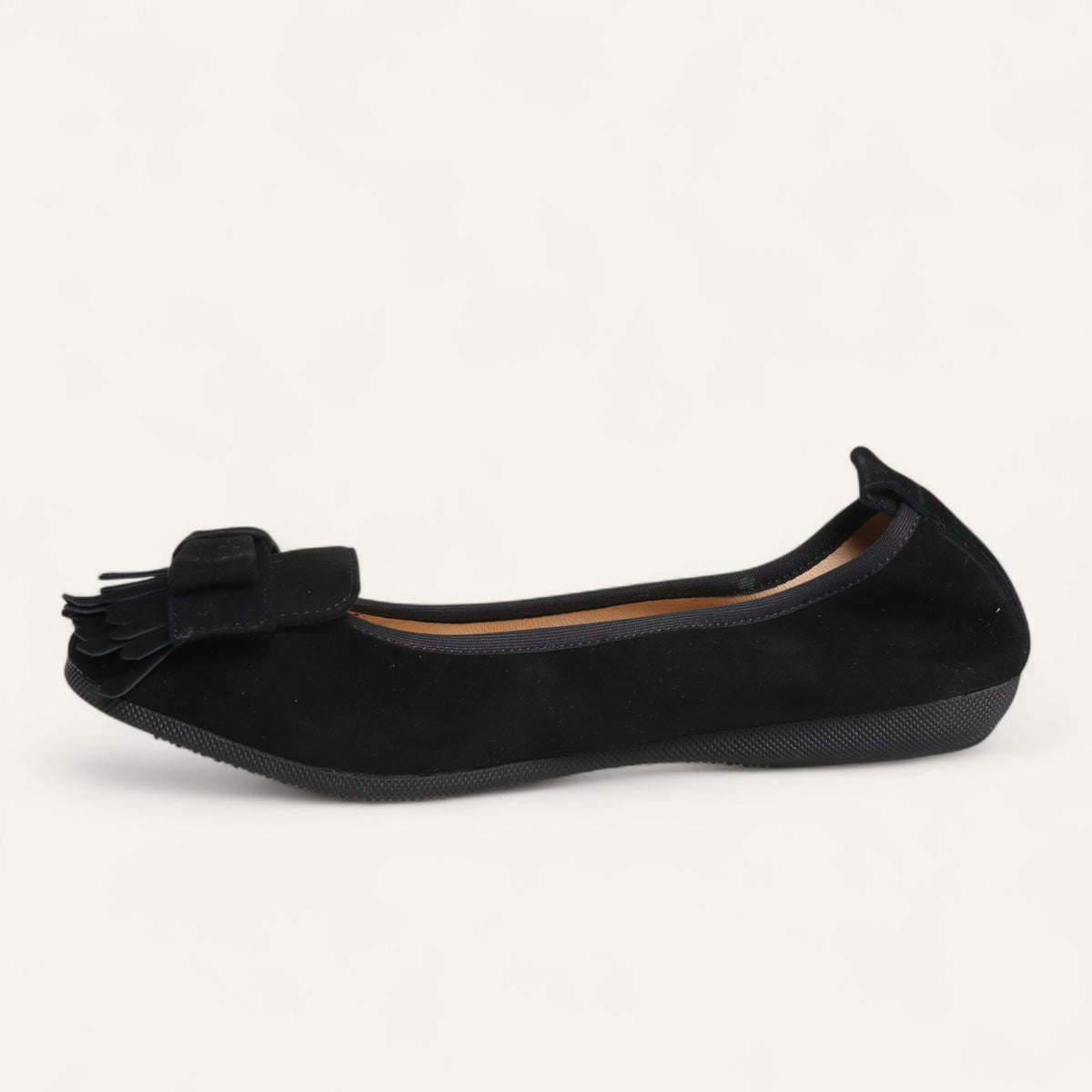 CAMBIO Damen-Ballerinas aus schwarzem Veloursleder mit breiter Ripsbandschleife CAMBIO Ballerinas