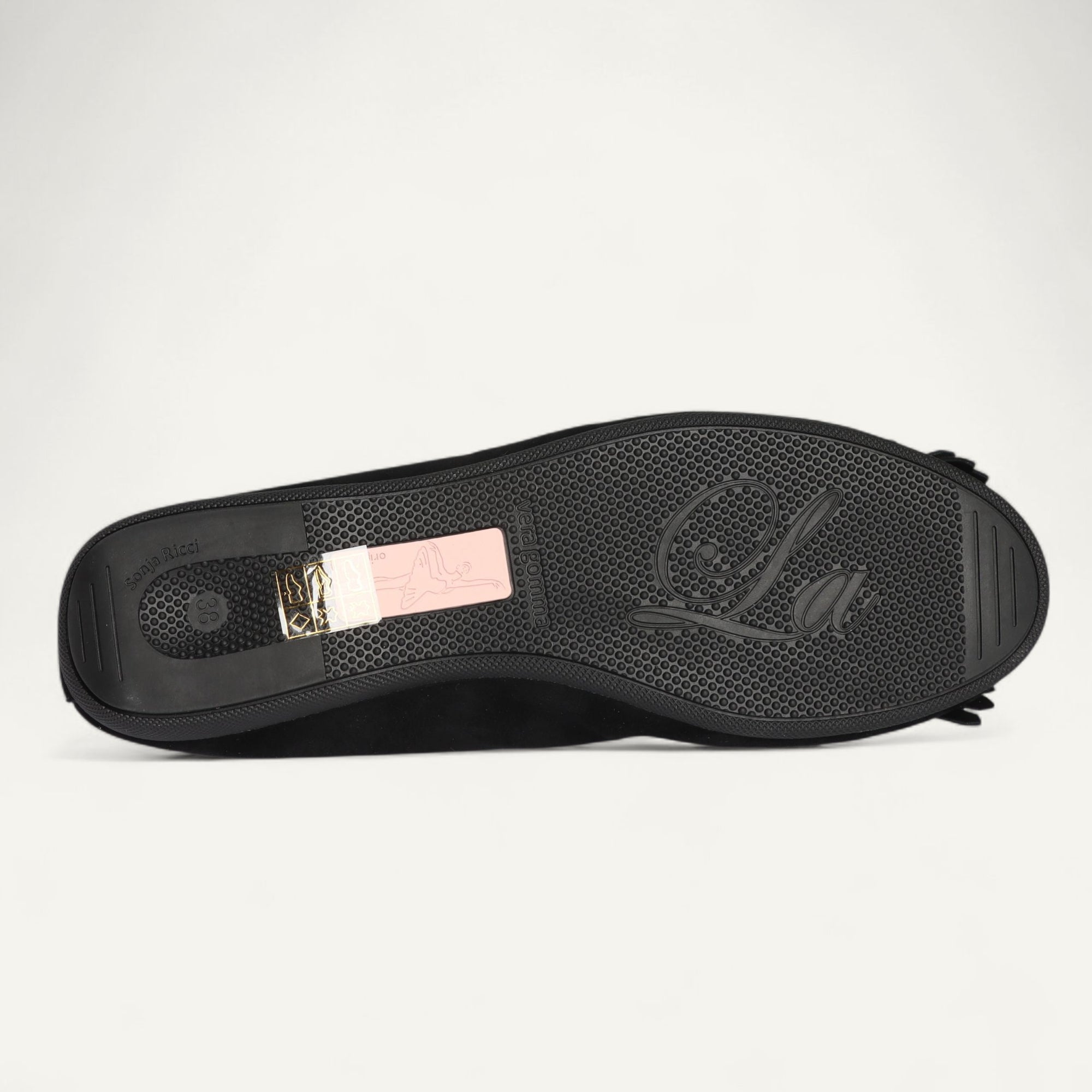 CAMBIO Damen-Ballerinas aus schwarzem Veloursleder mit breiter Ripsbandschleife CAMBIO Ballerinas