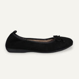 Ballerines BASIC Winter en cuir velours — Noir, doublure en peau d’agneau – C4-010