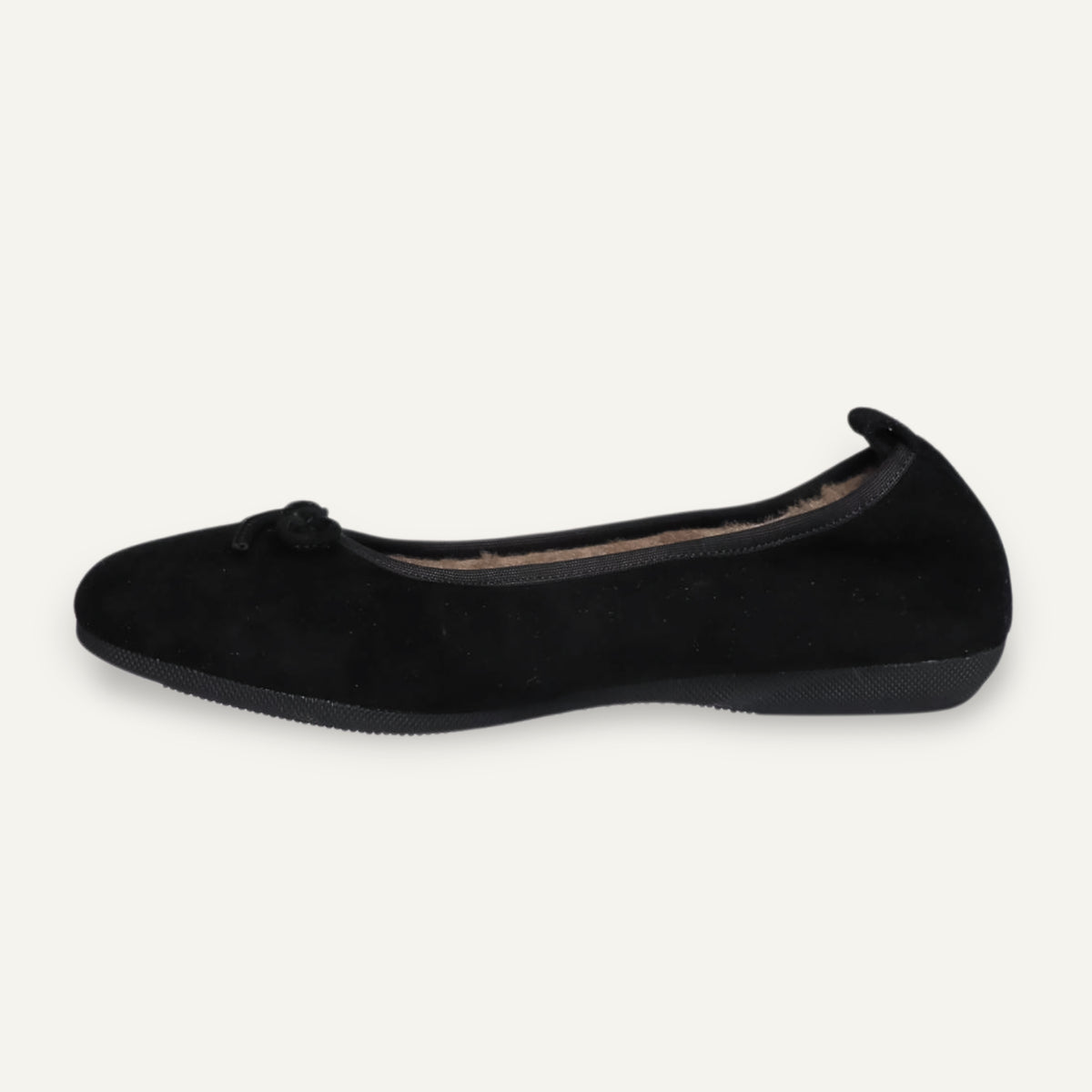 BASIC Winter Damen-Ballerinas aus Veloursleder in Schwarz mit Lammfell – C4-010 BASIC Winter Ballerinas