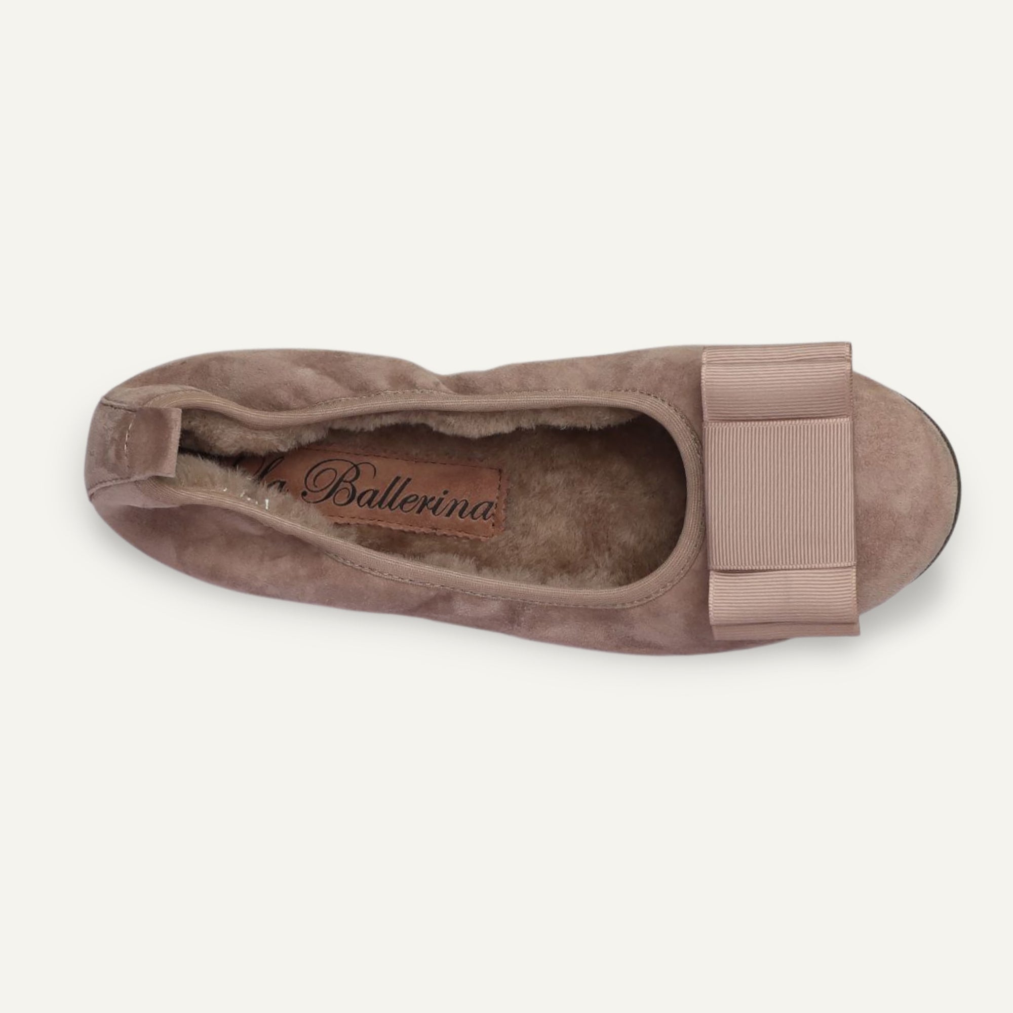 CAMBIO Winter women’s ballet flats in suede — Taupe, lambskin lining – C5001-237