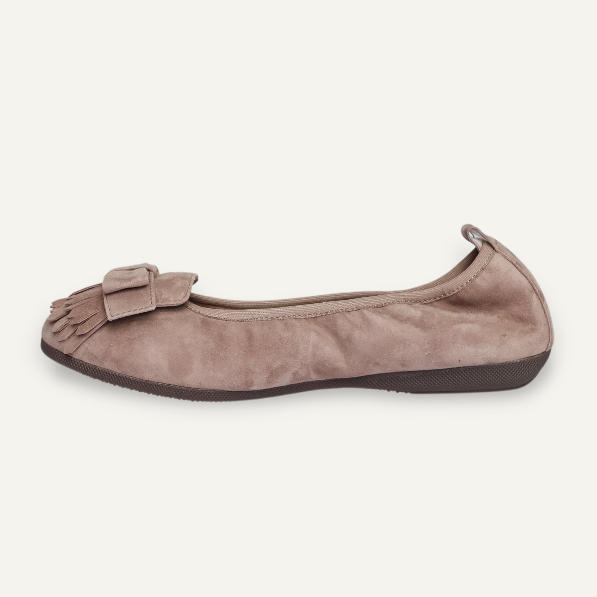 CAMBIO Winter women’s ballet flats in suede — Taupe, lambskin lining – C5001-237