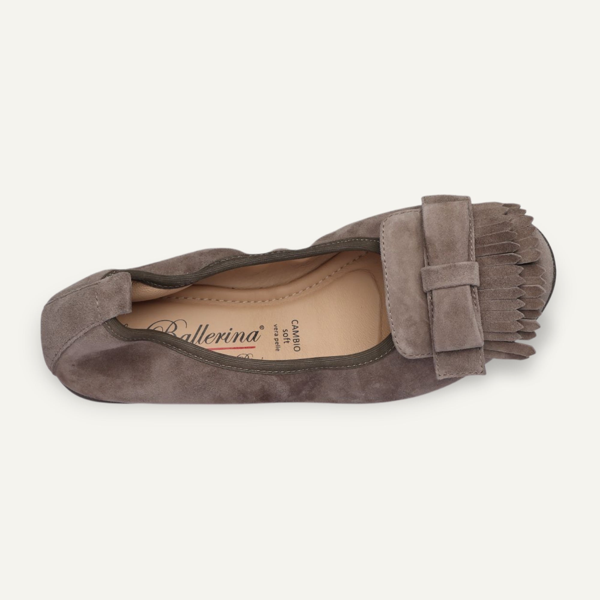 CAMBIO Damen-Ballerinas aus Veloursleder in Taupe – C5060 CAMBIO Ballerinas