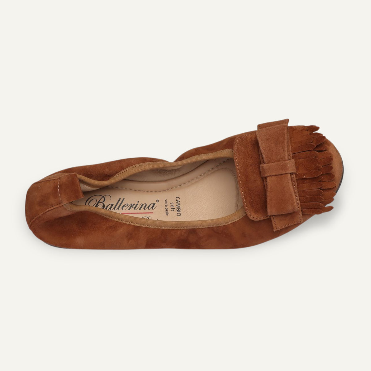 CAMBIO Damen-Ballerinas aus Veloursleder in Mittelbraun CAMBIO Ballerinas