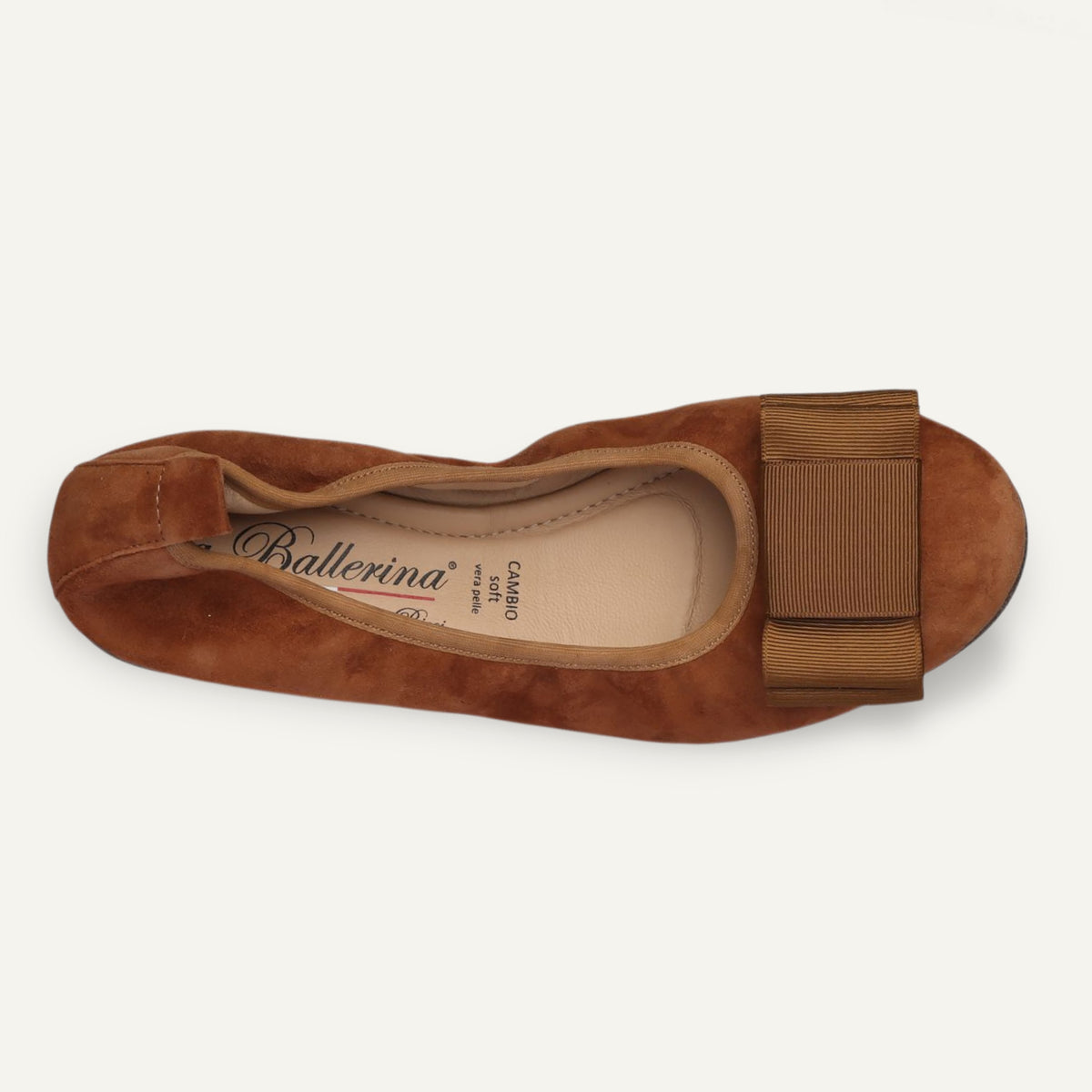CAMBIO Damen-Ballerinas aus Veloursleder in Mittelbraun CAMBIO Ballerinas