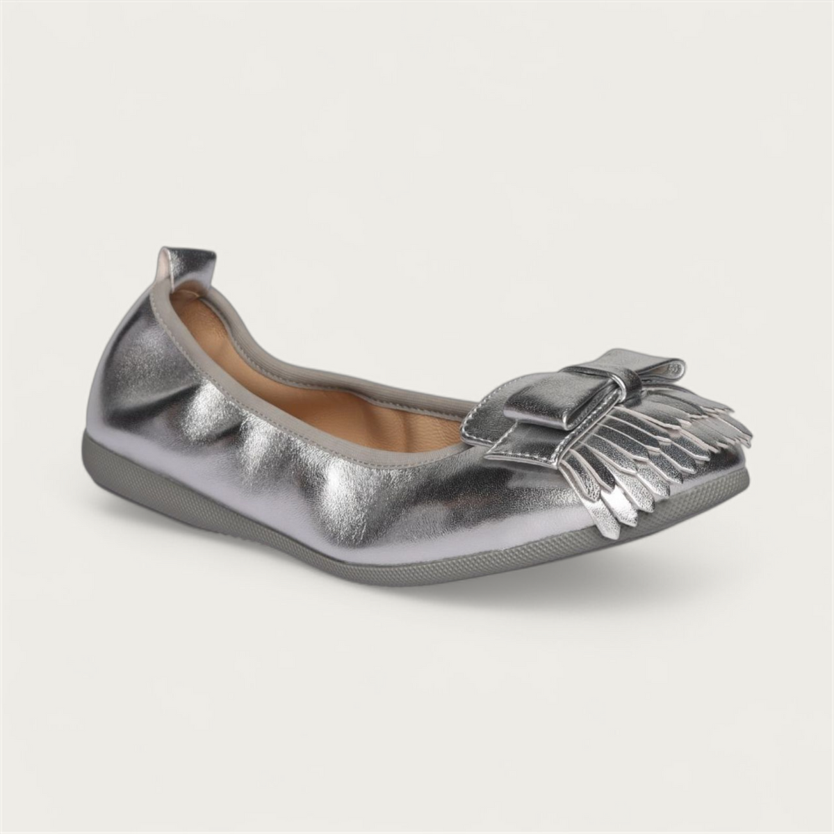 CAMBIO Damen-Ballerinas aus Laminato-Leder in Silber CAMBIO Ballerinas