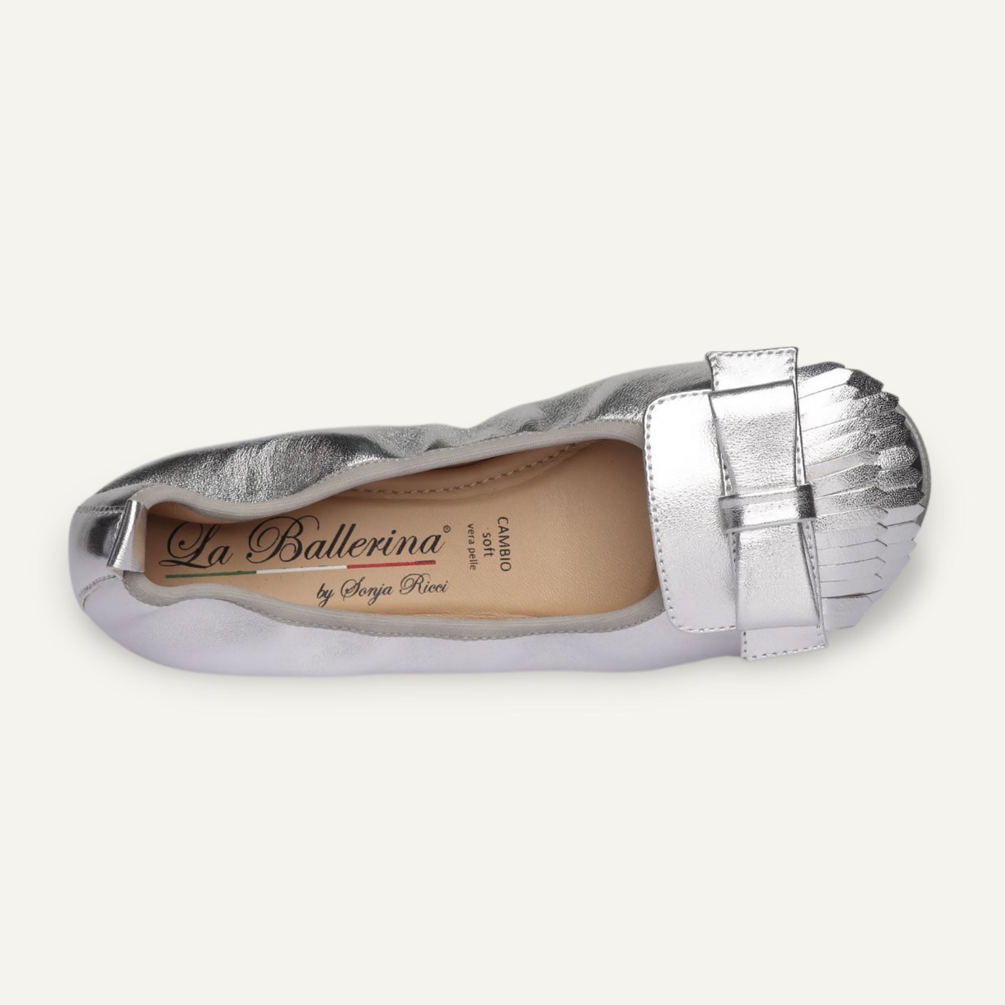 CAMBIO Damen-Ballerinas aus Laminato-Leder in Silber CAMBIO Ballerinas