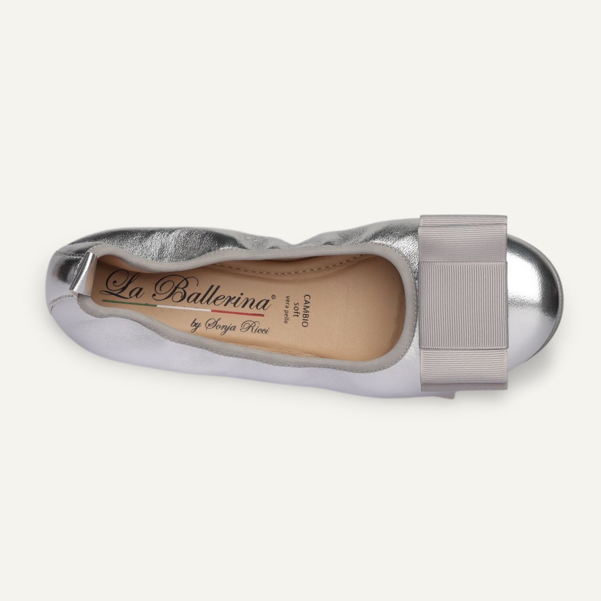 CAMBIO Damen-Ballerinas aus Laminato-Leder in Silber CAMBIO Ballerinas