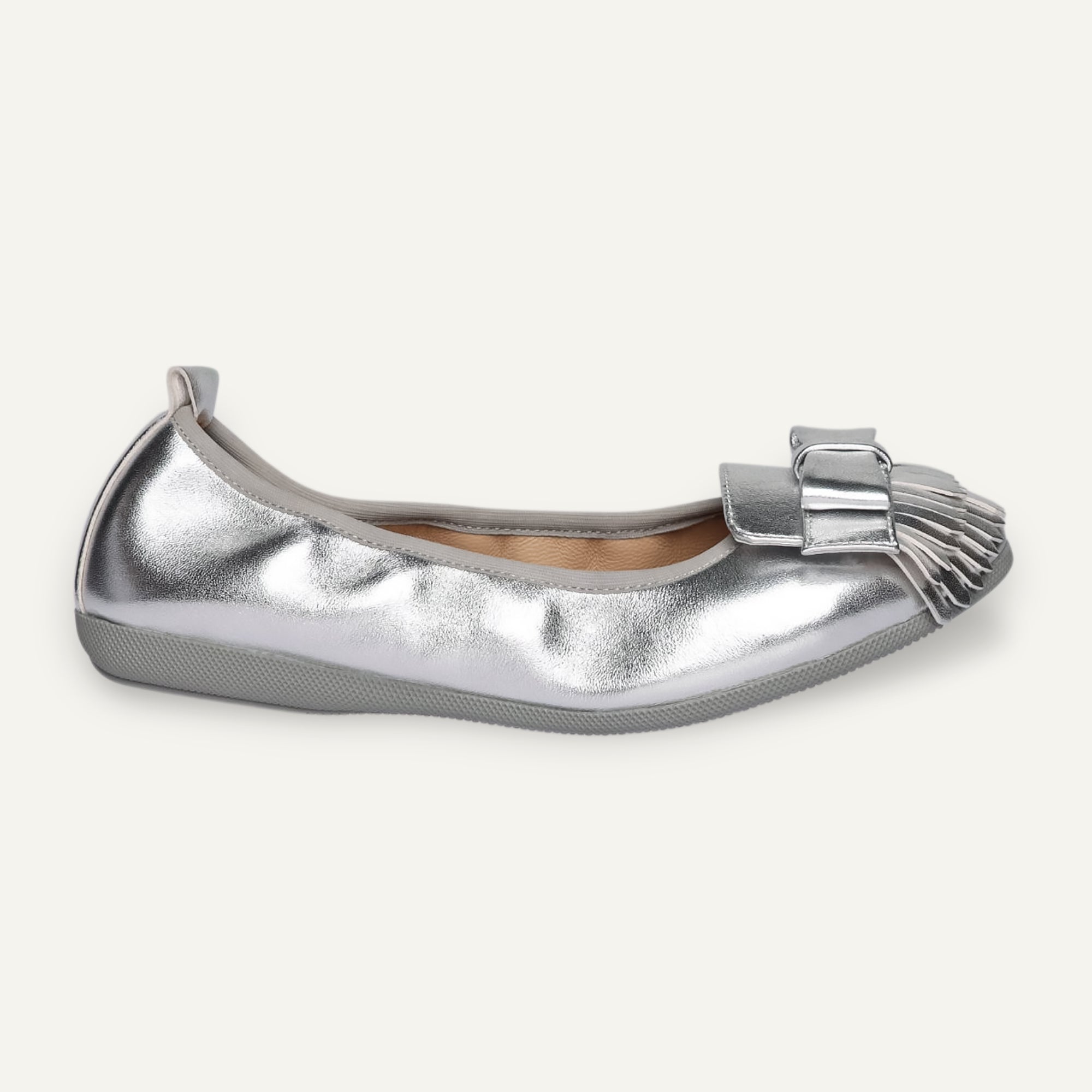 CAMBIO Damen-Ballerinas aus Laminato-Leder in Silber CAMBIO Ballerinas