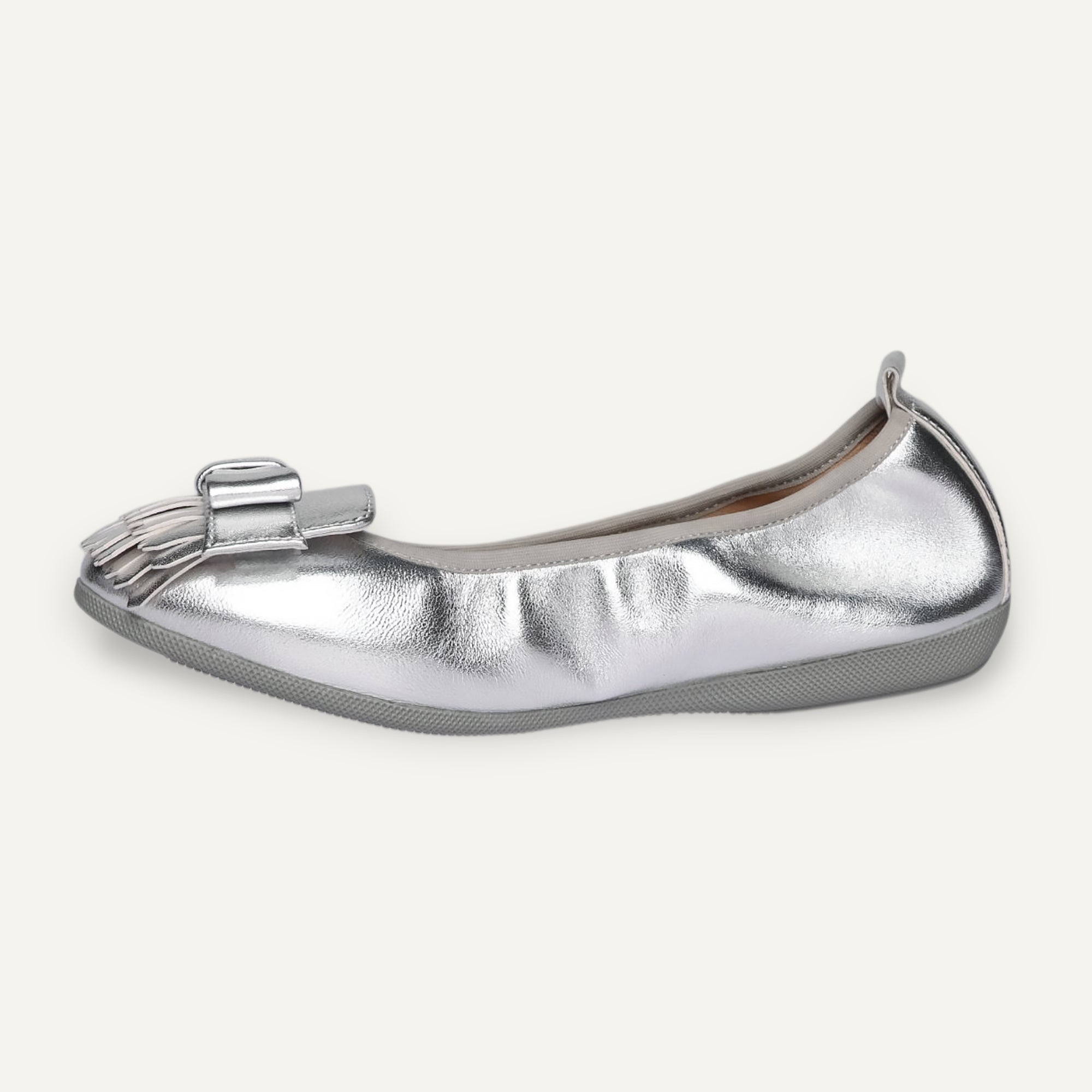 CAMBIO Damen-Ballerinas aus Laminato-Leder in Silber CAMBIO Ballerinas