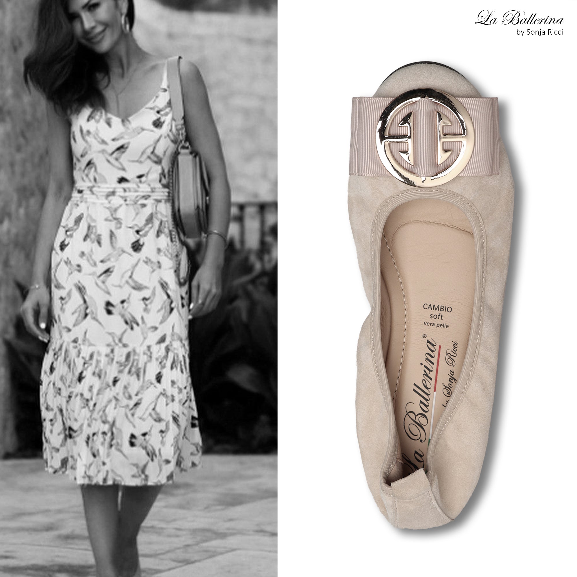 S26 💕 LA BALLERINA SIGNATURE CAMOSCIO BEIGE - La Ballerina