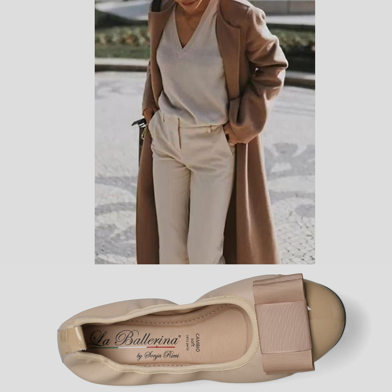 S78 💕LA BALLERINA CAMBIO LEDER BALLERINAS BEIGE - La Ballerina