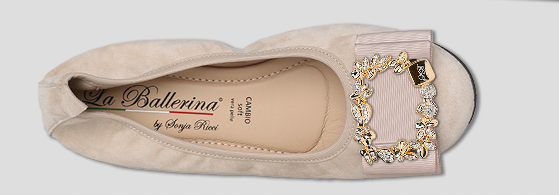 La Ballerina by Sonja Ricci – Beigefarbene Ballerinas mit fester Schnalle (F2)
