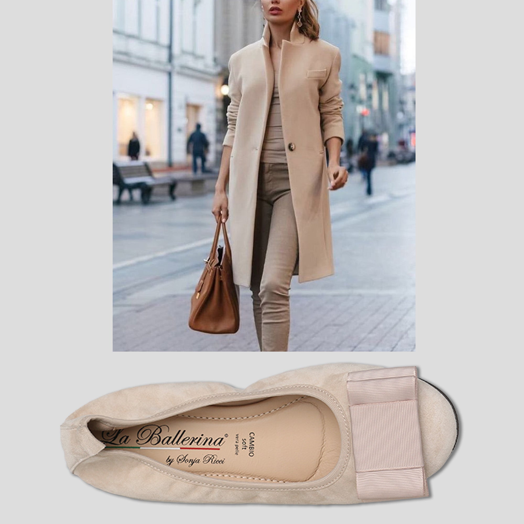 S26 💕 LA BALLERINA CAMBIO CAMOSCIO BEIGE - La Ballerina