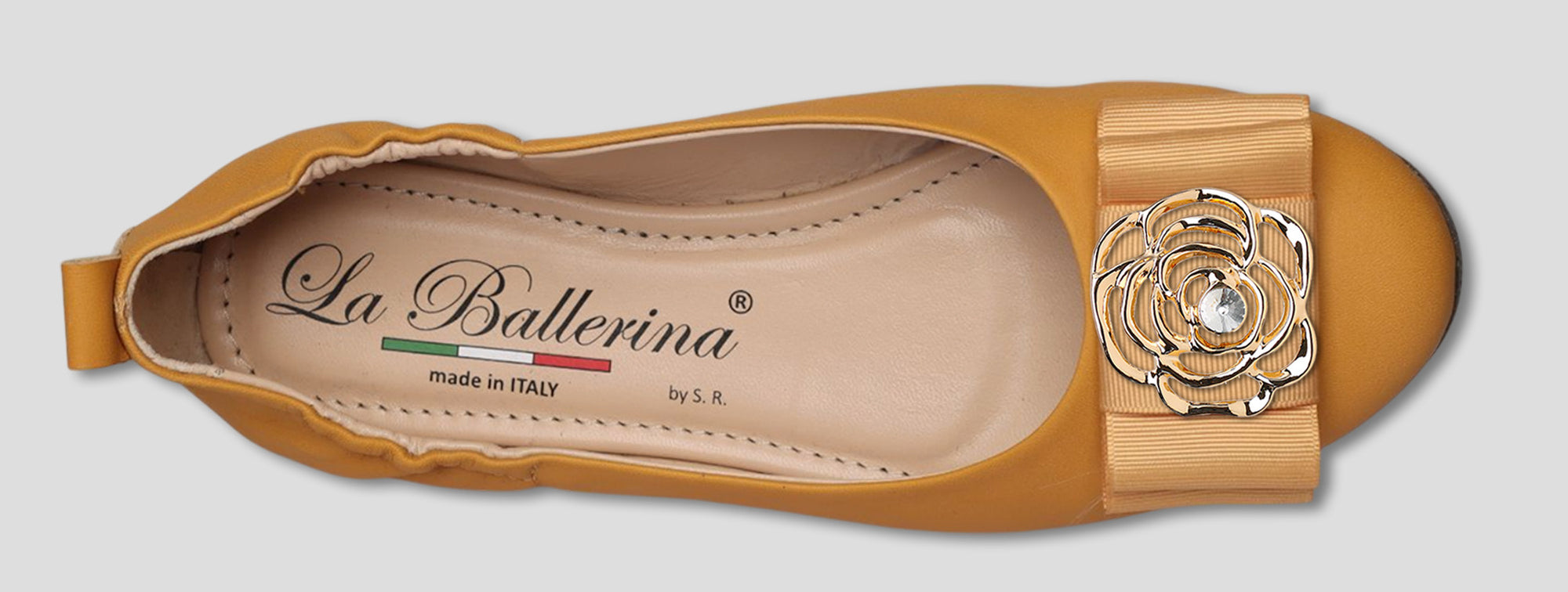 La Ballerina Soft – Bequeme Damen-Ballerinas aus Leder mit Elastik gelb [28] - La Ballerina