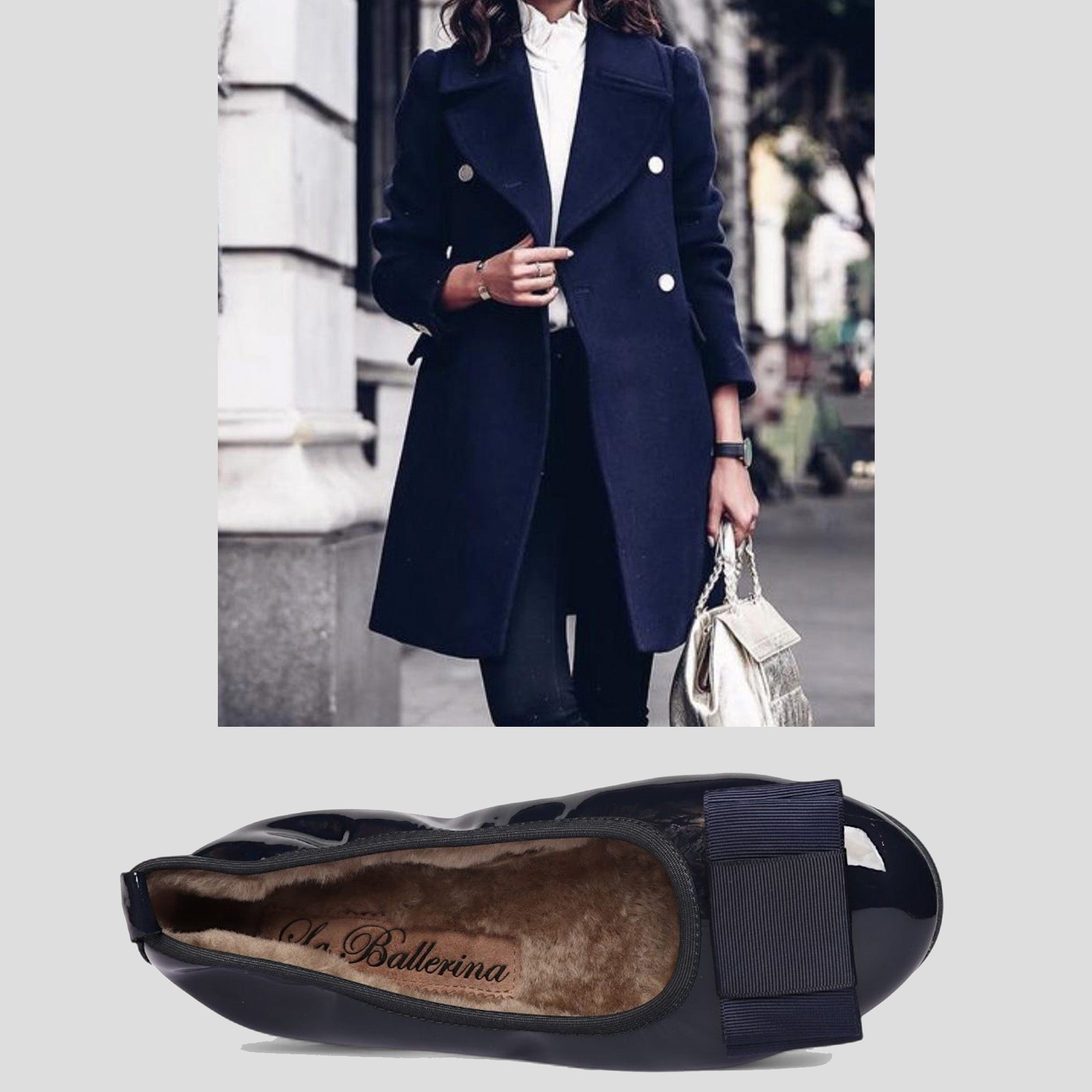 11W💕La Ballerina CAMBIO Warmgefüttert Lackleder blau - La Ballerina