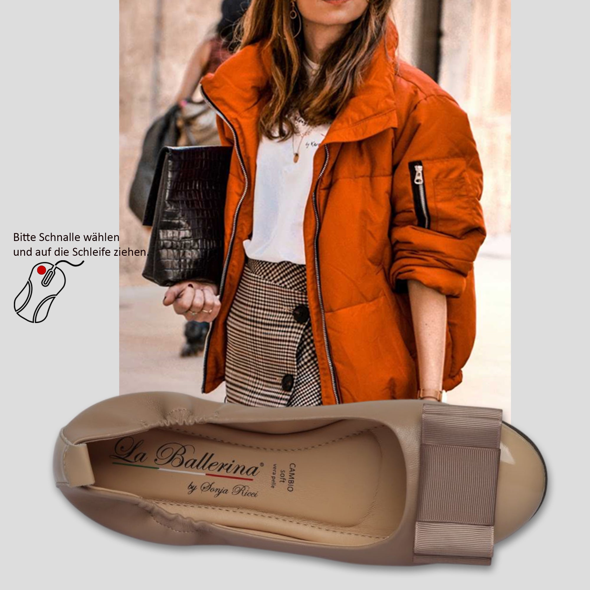 La Ballerina Soft – Bequeme Damen-Ballerinas aus Leder mit Elastik Beige 51 - La Ballerina