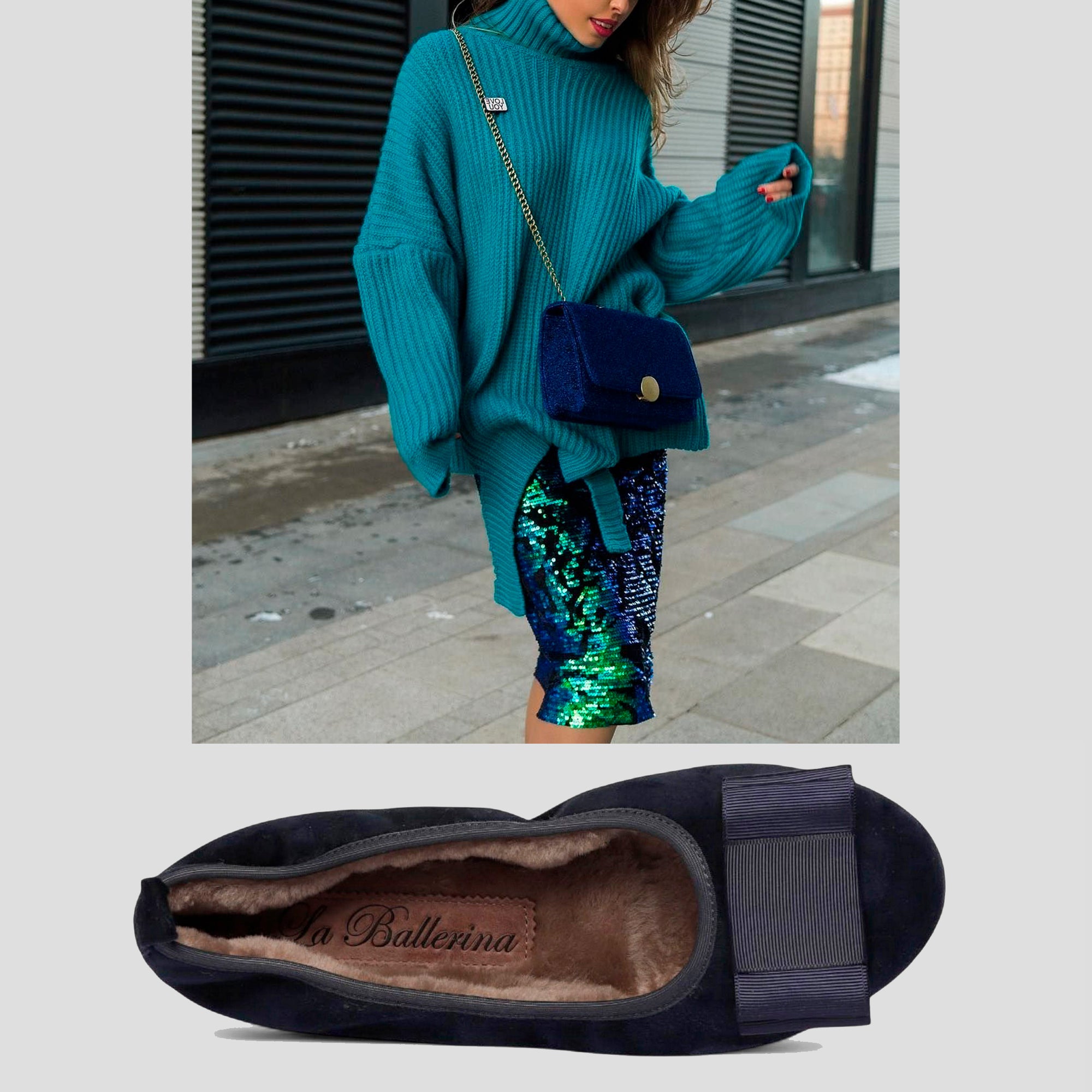 03W 💕La Ballerina CAMBIO Warmgefüttert Veloursleder blau - La Ballerina