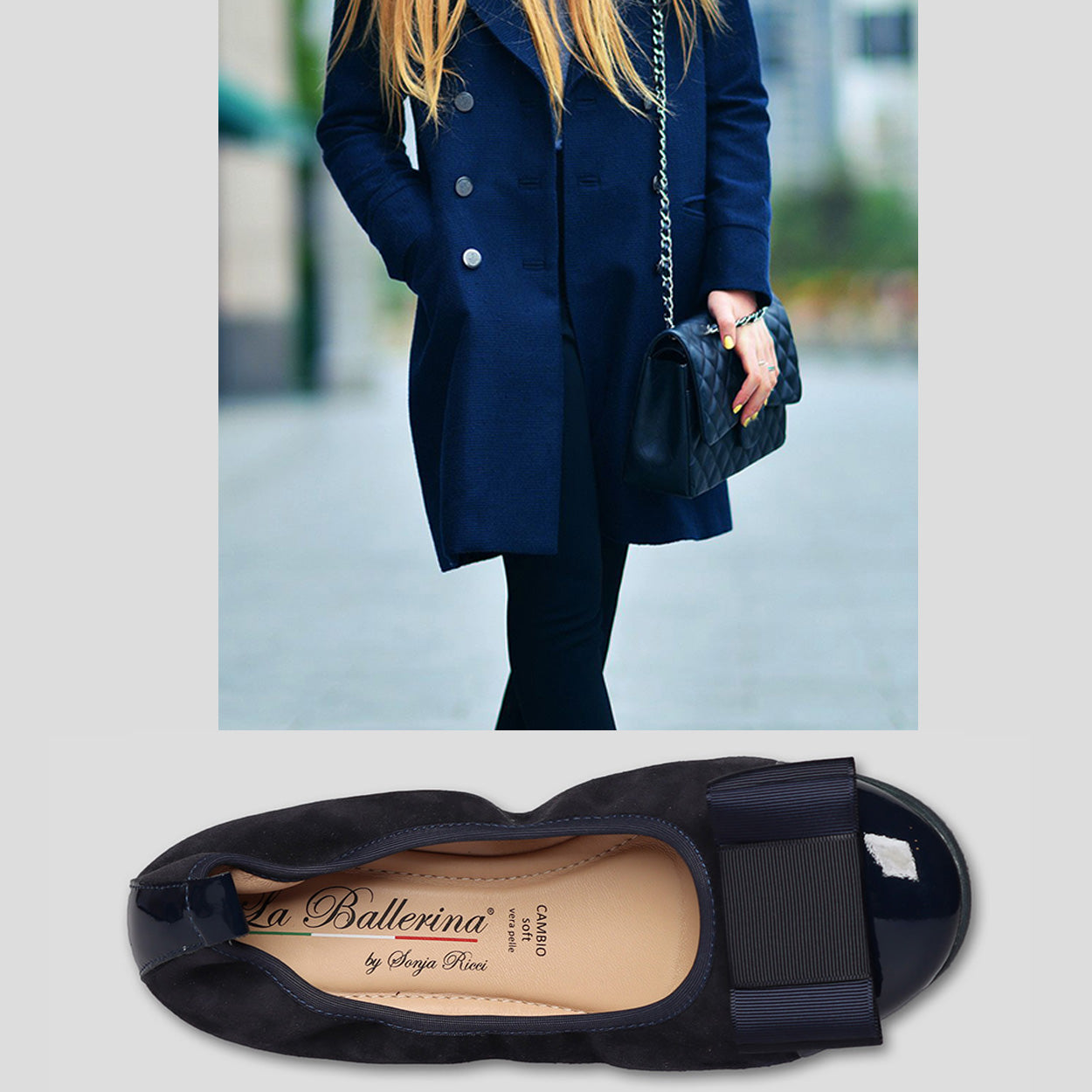 S76 💕La Ballerina cambio blau – elegante Leder-Ballerinas von Sonja Ricci - La Ballerina