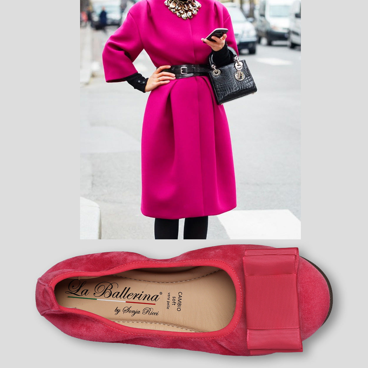 S61 💕LA BALLERINA CAMBIO FUXIA – ELEGANTE LEDER-BALLERINAS VON SONJA RICCI - La Ballerina