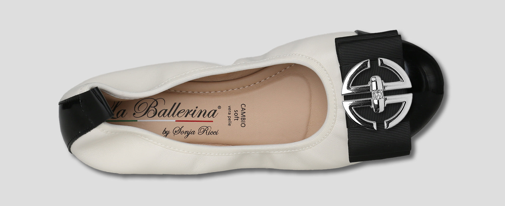 S46 💕LA BALLERINA CAMBIO LEDER BALLERINAS WEIß SCHWARZ - La Ballerina