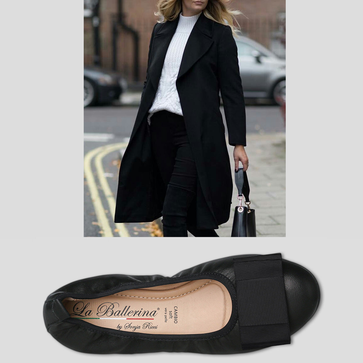 S10 💕 LA BALLERINA CAMBIO BALLERINAS GLATTLEDER SCHWARZ - La Ballerina