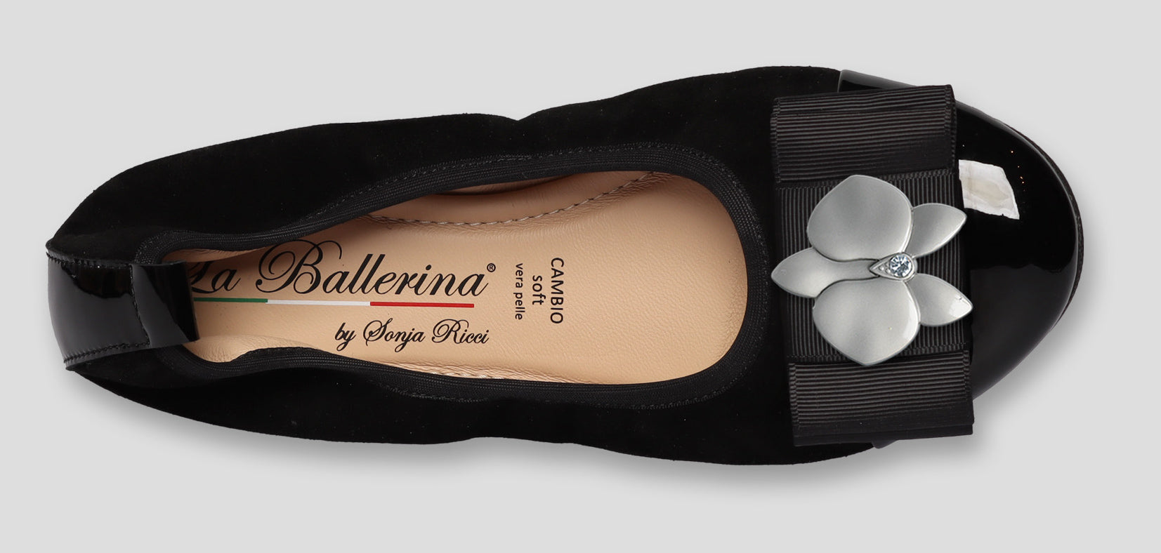 S77 💕La Ballerina Cambio Schwarz – Veloursleder mit Lackleder &amp; Wechsel­schnalle Sonja Ricci - La Ballerina