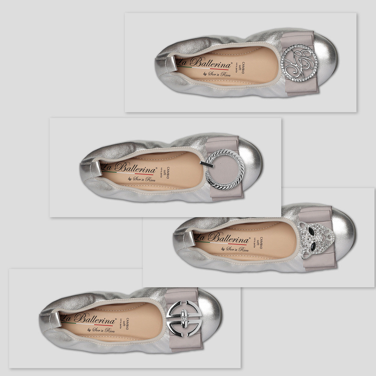 S42 💕LA BALLERINA CAMBIO SILBER – ELEGANTE LEDER-BALLERINAS VON SONJA RICCI - La Ballerina