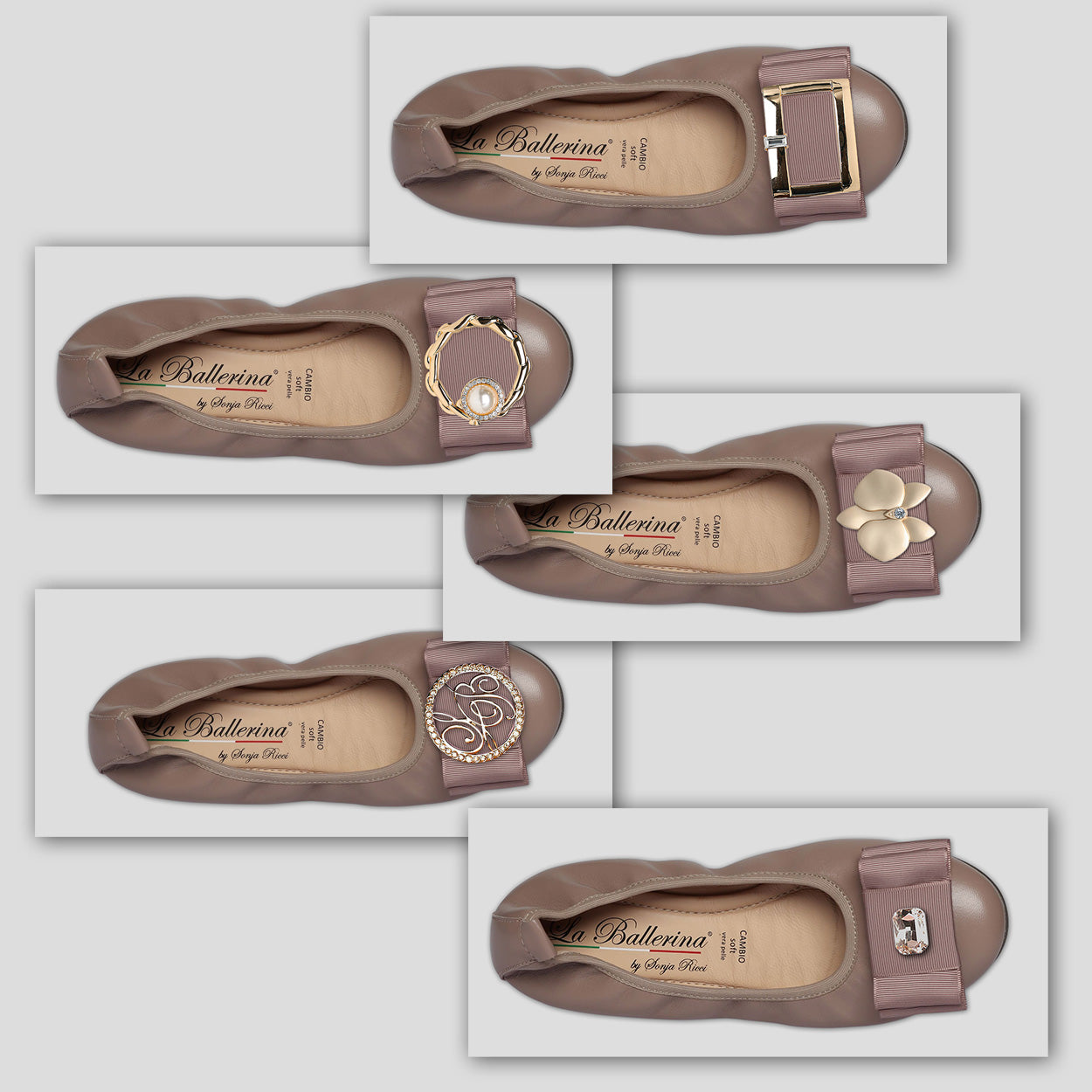 S55 💕 LA BALLERINA TOPFARBE LEDER-BALLERINAS MIT AUSTAUSCHBARER SCHNALLE - La Ballerina
