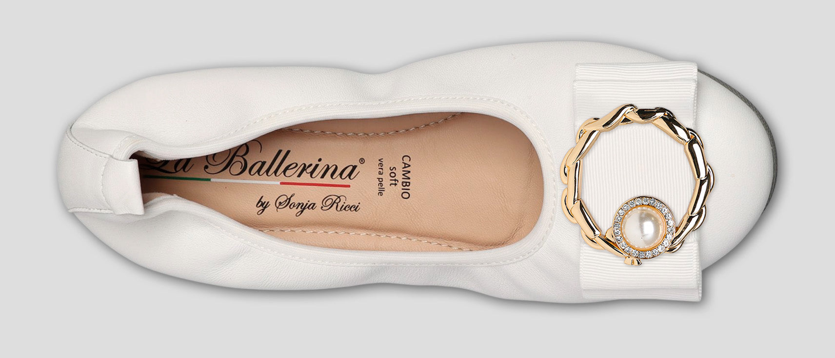 S1 💕LA BALLERINA CAMBIO WEIß – ELEGANTE LEDER-BALLERINAS VON SONJA RICCI - La Ballerina