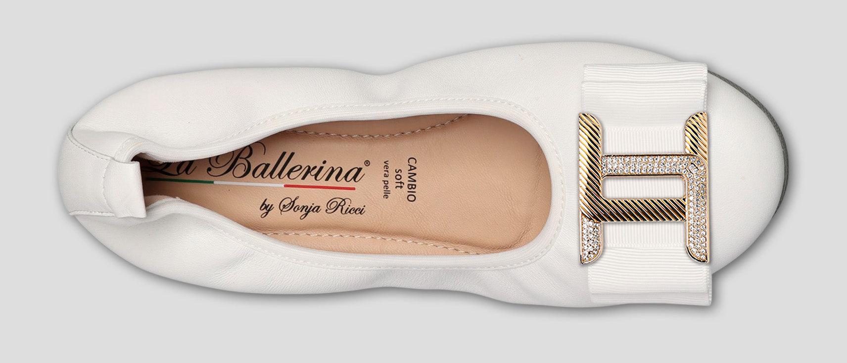 S1 💕LA BALLERINA CAMBIO WEIß – ELEGANTE LEDER-BALLERINAS VON SONJA RICCI - La Ballerina