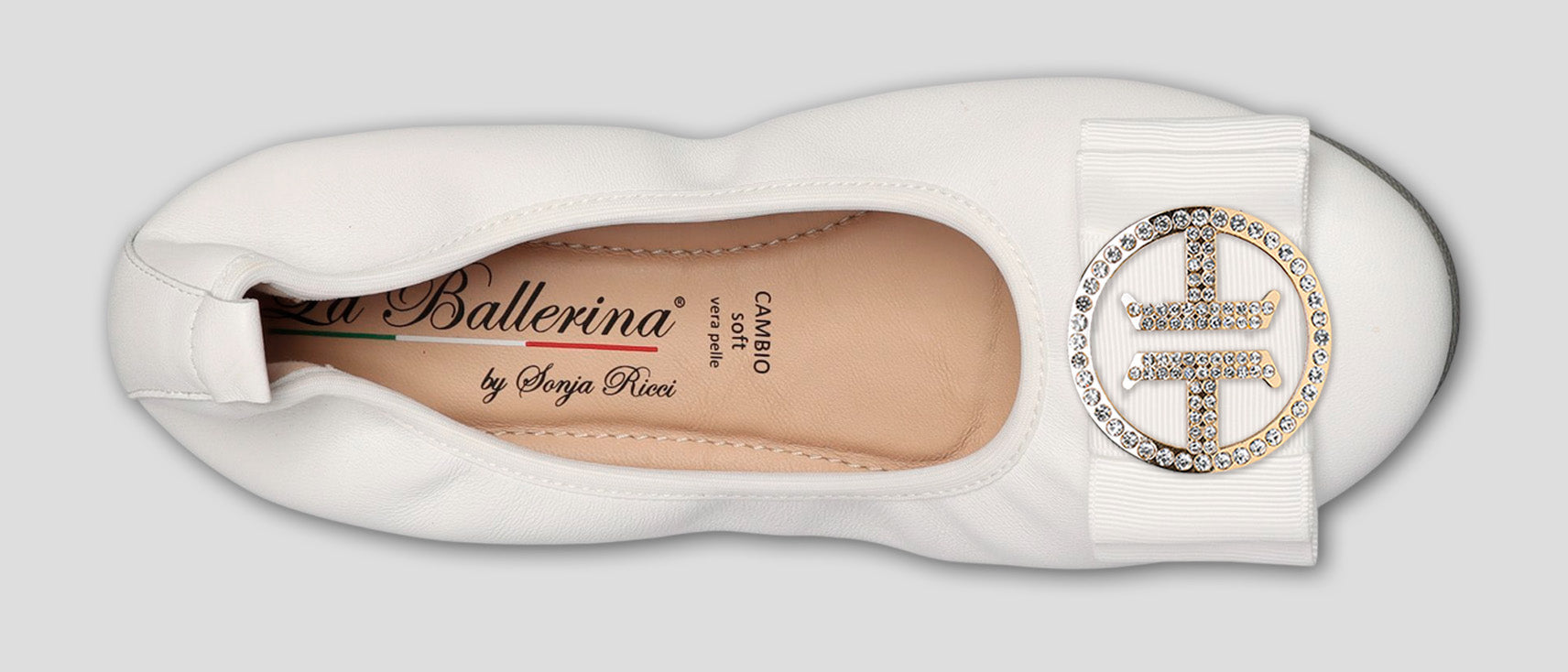 S1 💕LA BALLERINA CAMBIO WEIß – ELEGANTE LEDER-BALLERINAS VON SONJA RICCI - La Ballerina