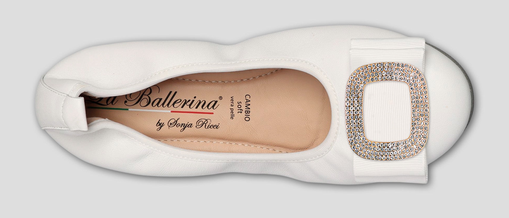 S1 💕LA BALLERINA CAMBIO WEIß – ELEGANTE LEDER-BALLERINAS VON SONJA RICCI - La Ballerina