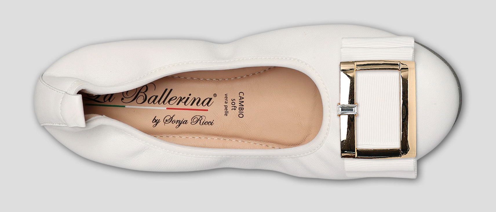 S1 💕LA BALLERINA CAMBIO WEIß – ELEGANTE LEDER-BALLERINAS VON SONJA RICCI - La Ballerina