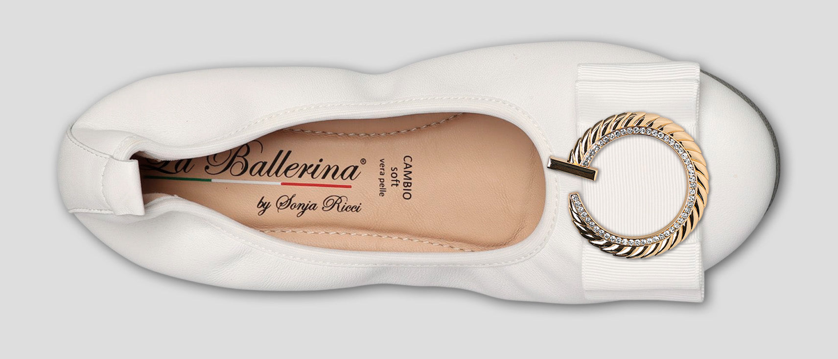 S1 💕LA BALLERINA CAMBIO WEIß – ELEGANTE LEDER-BALLERINAS VON SONJA RICCI - La Ballerina