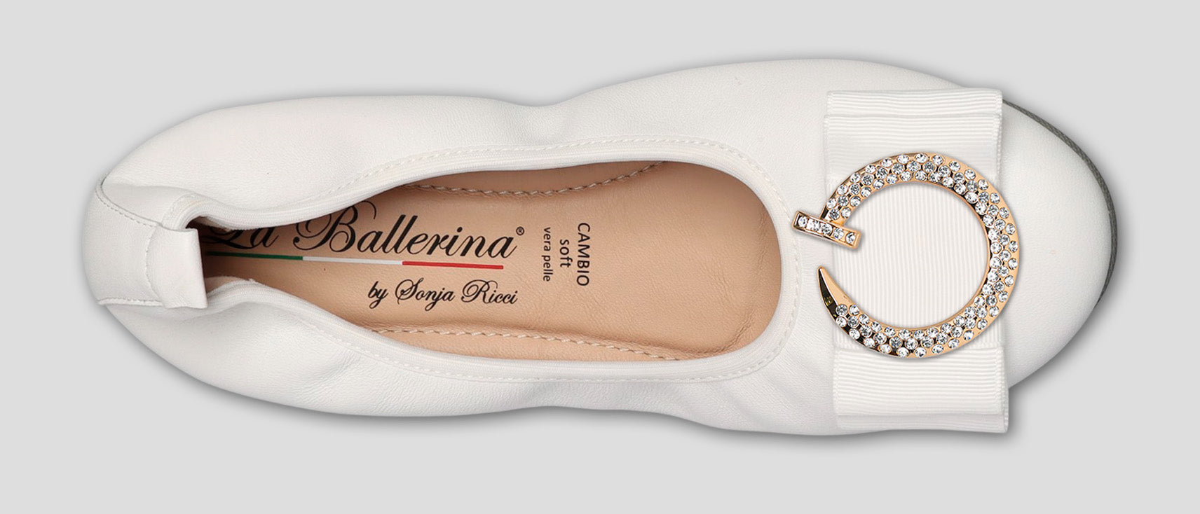S1 💕LA BALLERINA CAMBIO WEIß – ELEGANTE LEDER-BALLERINAS VON SONJA RICCI - La Ballerina