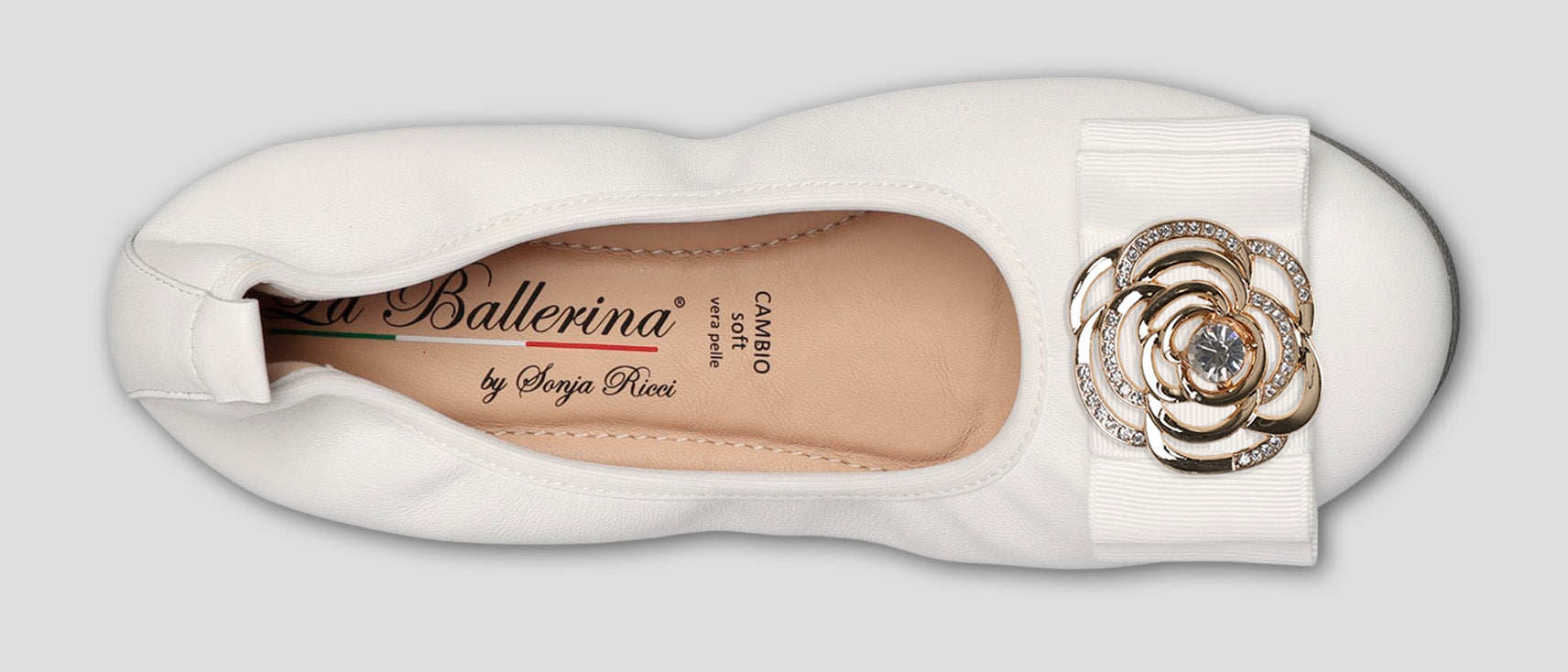 S1 💕LA BALLERINA CAMBIO WEIß – ELEGANTE LEDER-BALLERINAS VON SONJA RICCI - La Ballerina