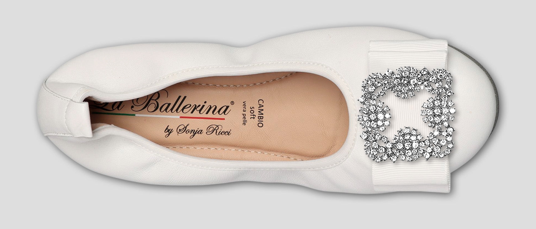 S1 💕LA BALLERINA CAMBIO WEIß – ELEGANTE LEDER-BALLERINAS VON SONJA RICCI - La Ballerina