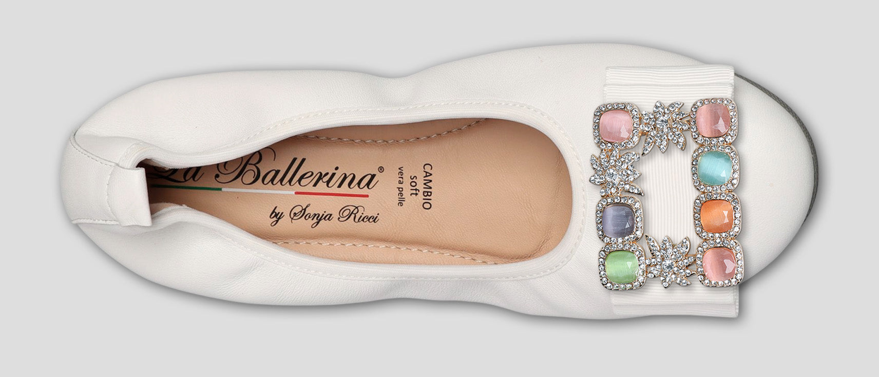 S1 💕LA BALLERINA CAMBIO WEIß – ELEGANTE LEDER-BALLERINAS VON SONJA RICCI - La Ballerina